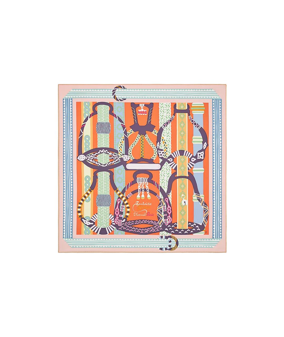 HERMES Розовый шелковый шарф, фото 1