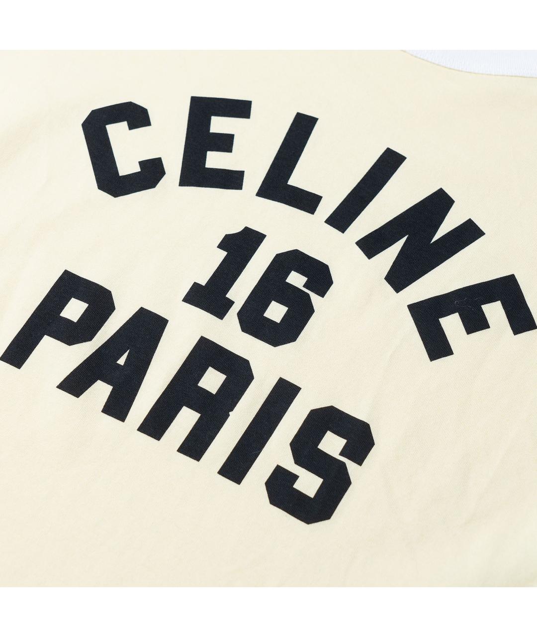 CELINE Желтая хлопковая футболка, фото 5