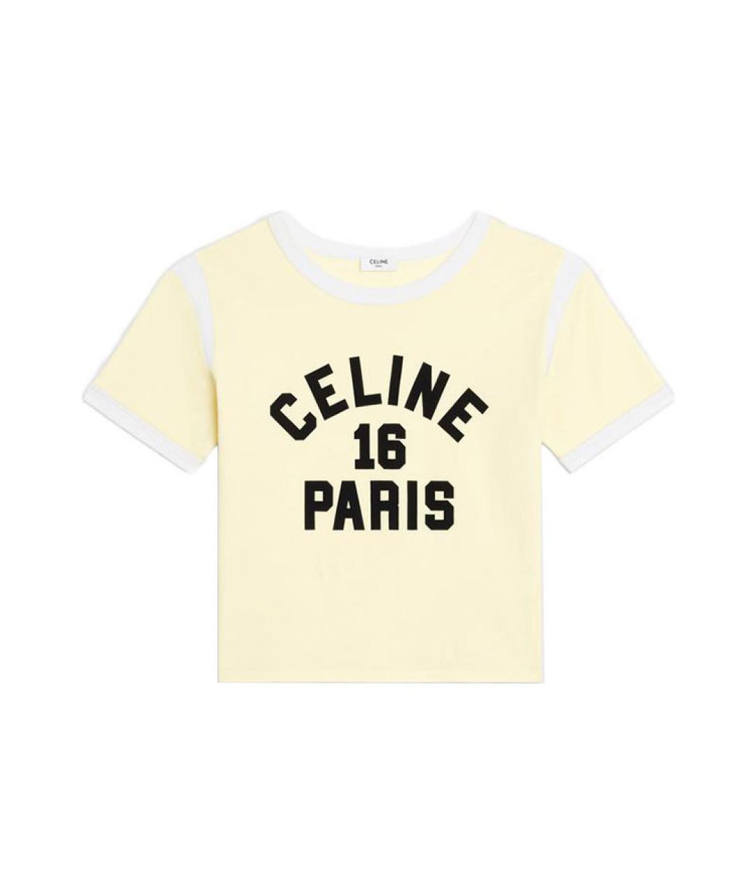CELINE Желтая хлопковая футболка, фото 1