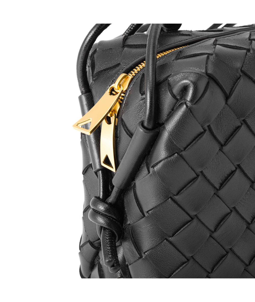 BOTTEGA VENETA Черная кожаная сумка через плечо, фото 6