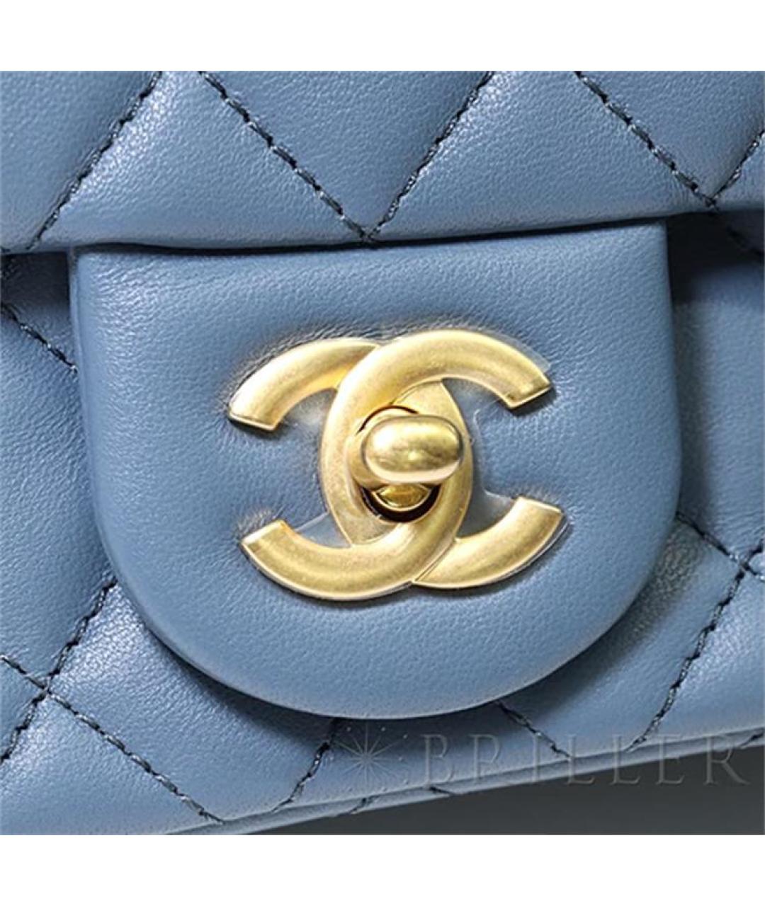 CHANEL Голубая кожаная сумка через плечо, фото 5