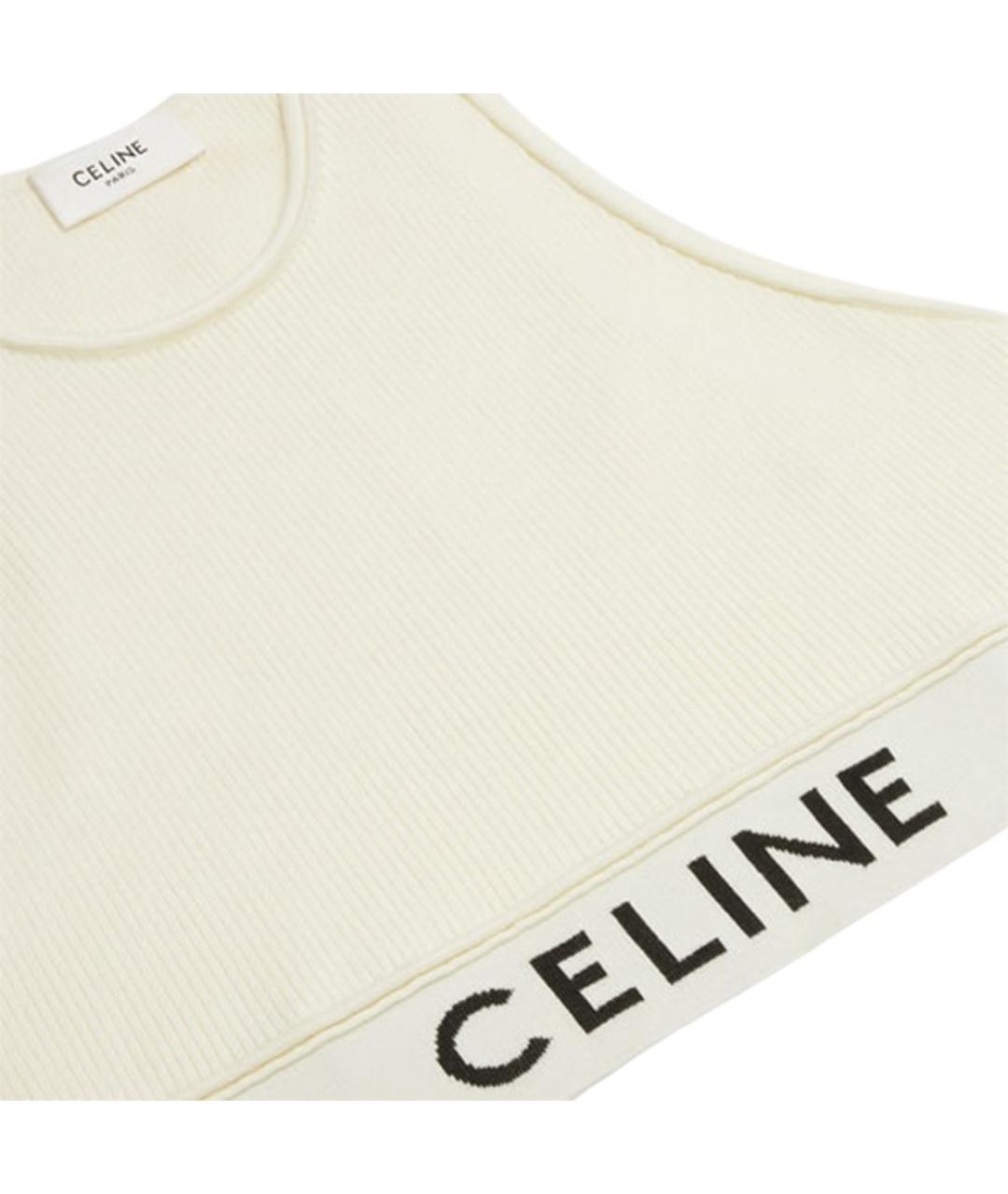 CELINE Бежевая хлопковая майка, фото 3