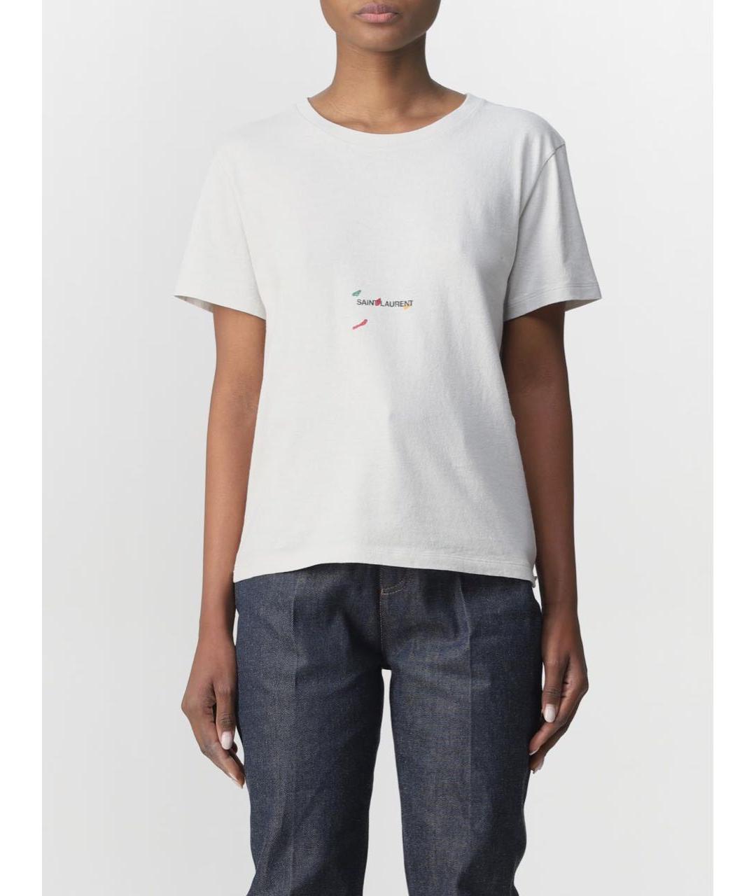 SAINT LAURENT Серая хлопковая футболка, фото 8