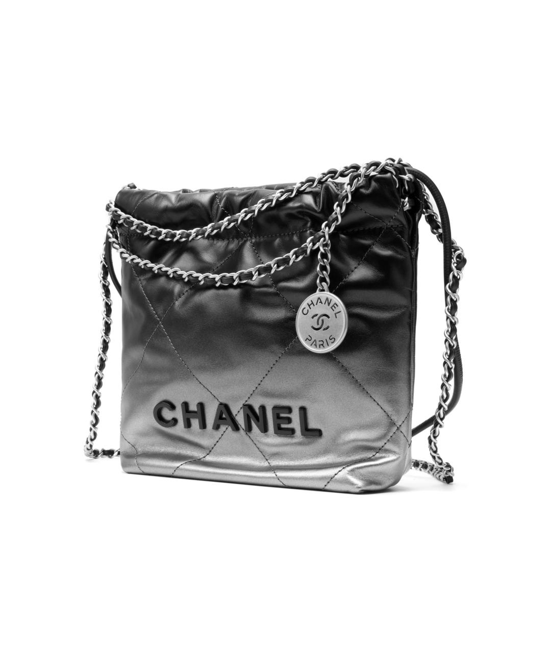 CHANEL Серебряная кожаная сумка тоут, фото 2