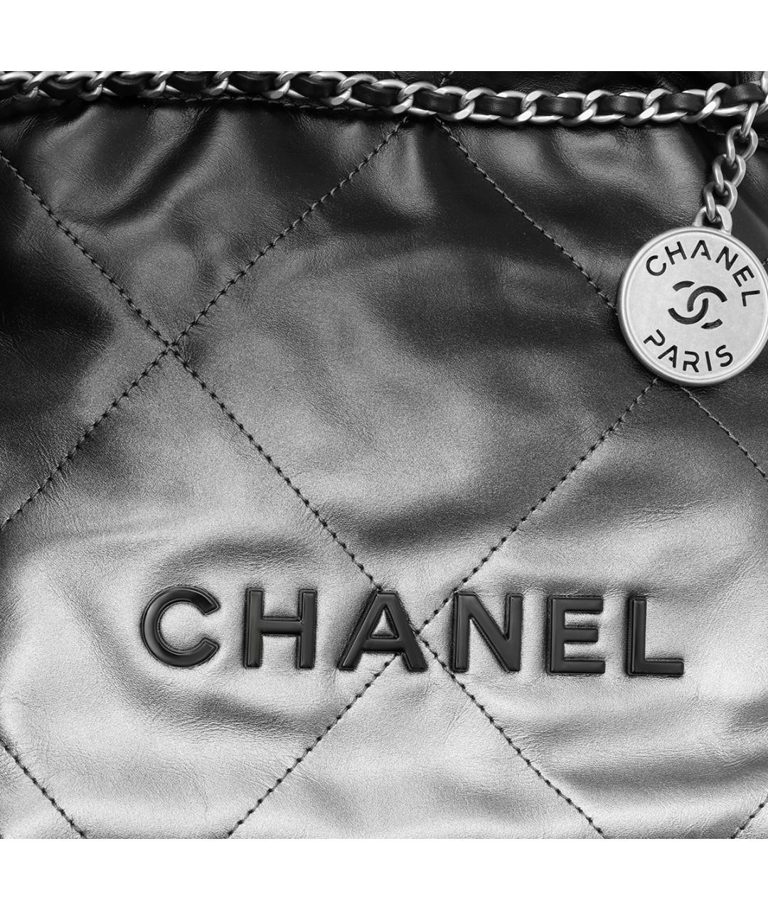 CHANEL Серебряная кожаная сумка тоут, фото 5