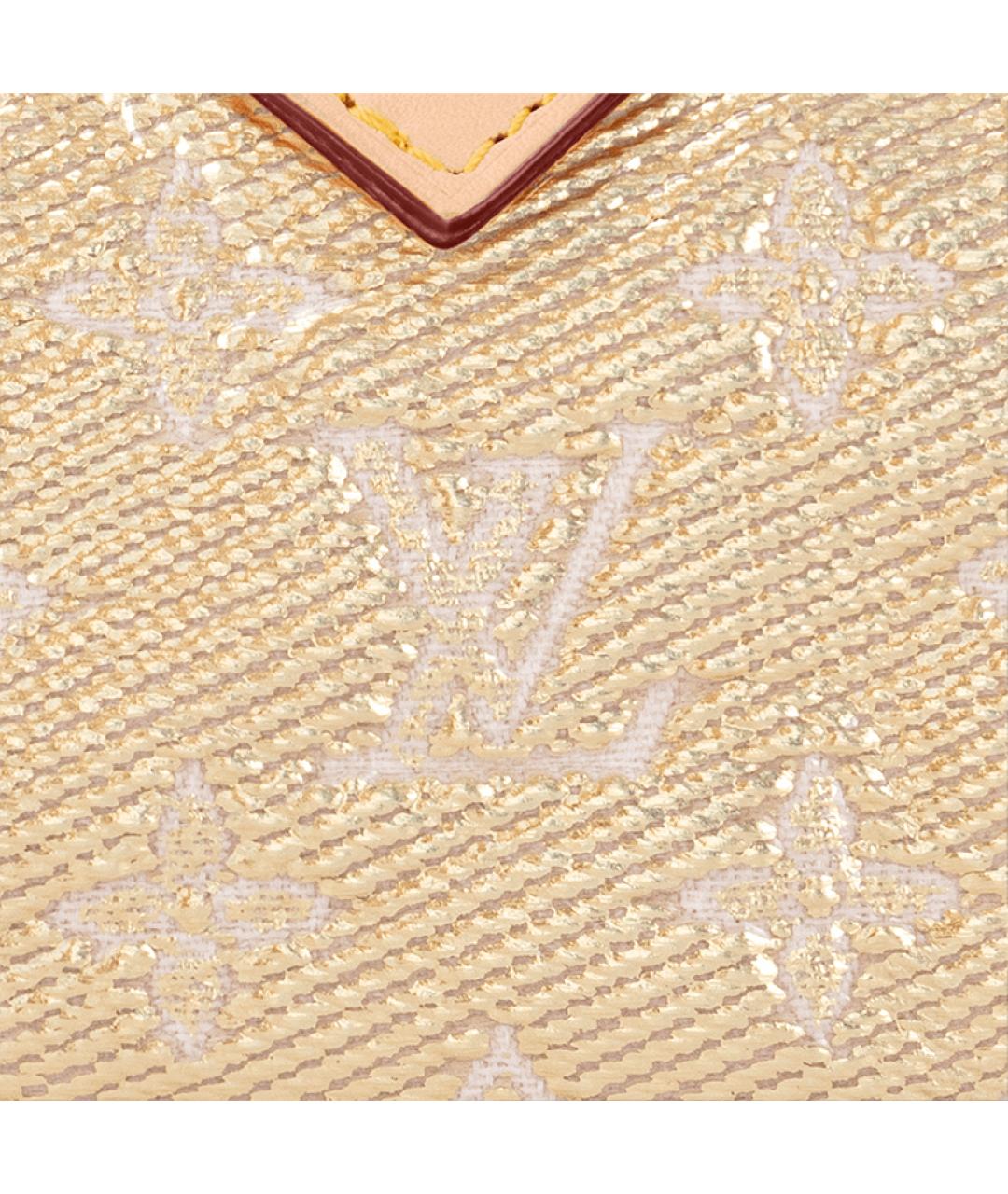LOUIS VUITTON Золотая тканевая сумка с короткими ручками, фото 5