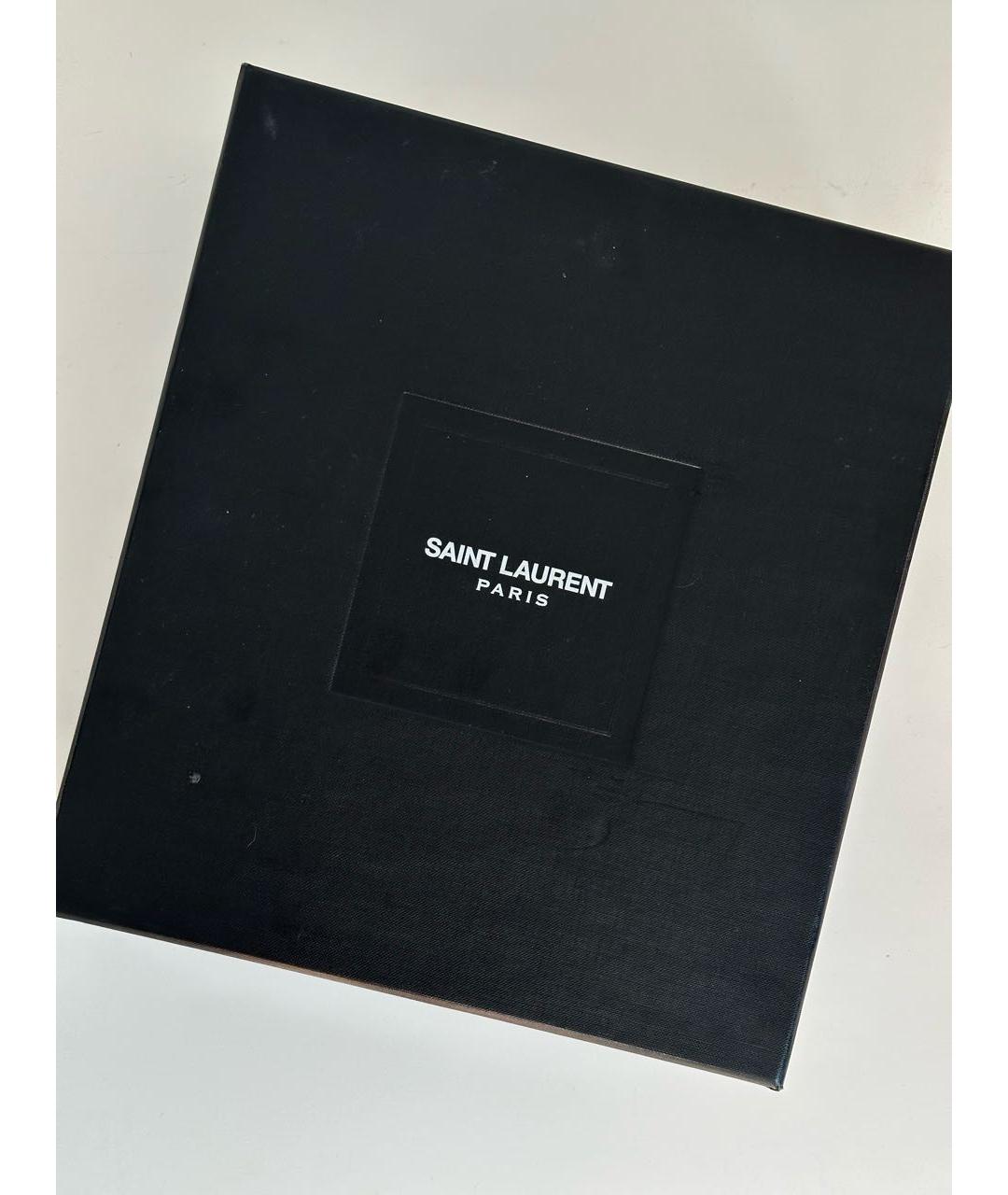 SAINT LAURENT Темно-синие кожаные босоножки, фото 7