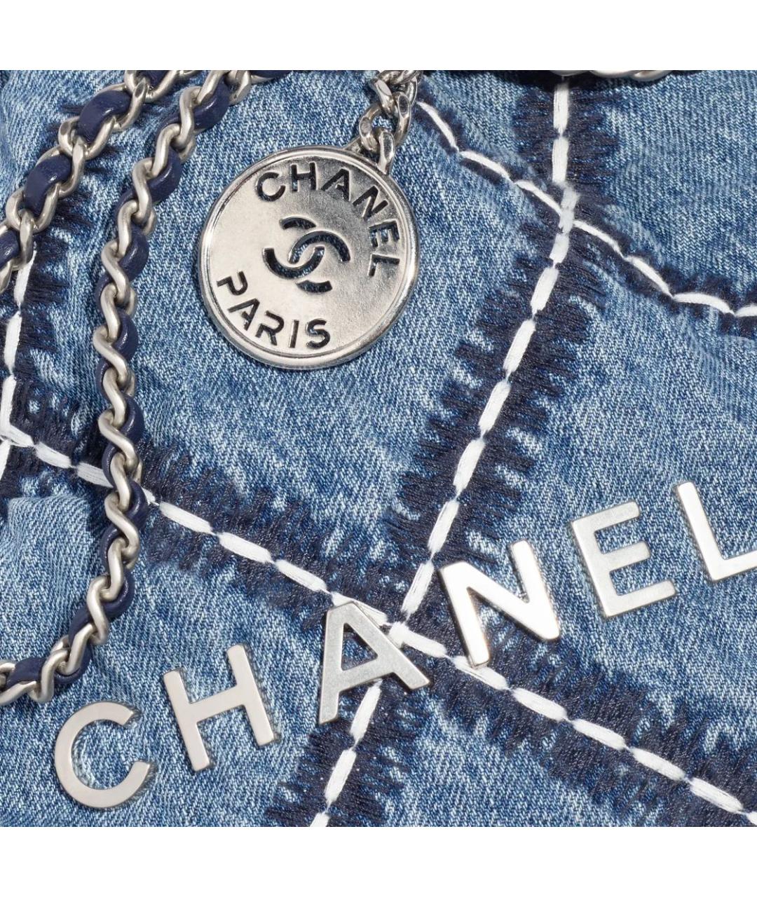 CHANEL Голубая деним сумка тоут, фото 4