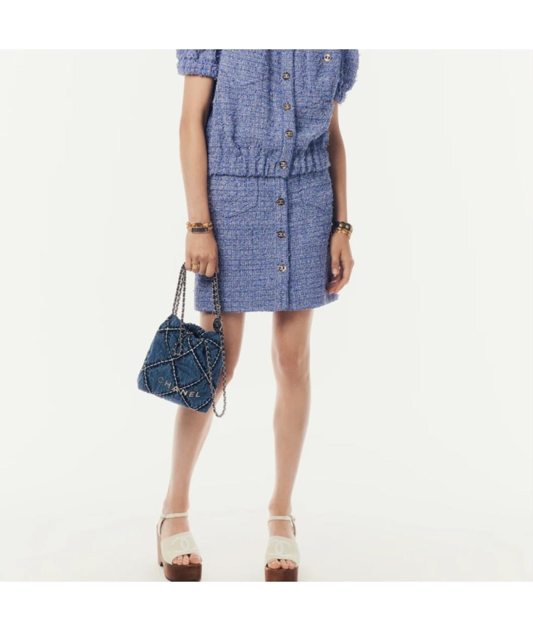 CHANEL Голубая деним сумка тоут, фото 5