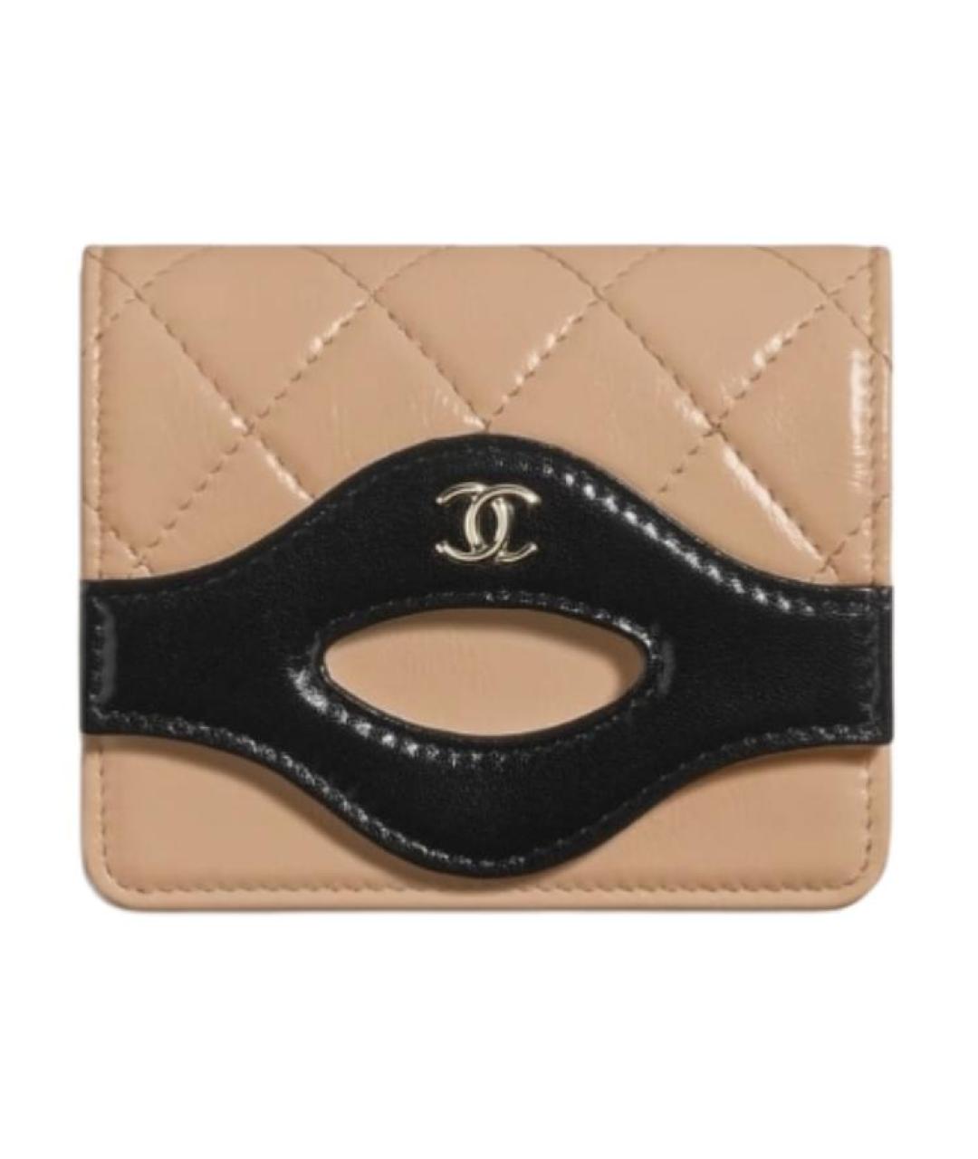 CHANEL Бежевый кожаный кошелек, фото 1