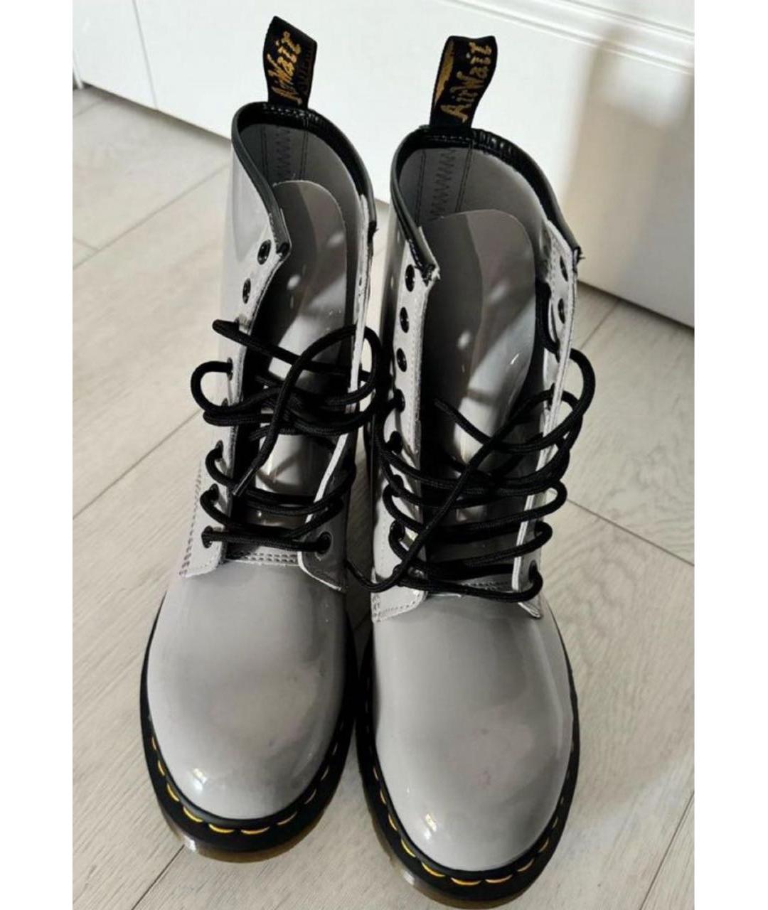 DR. MARTENS Серые кожаные ботинки, фото 2