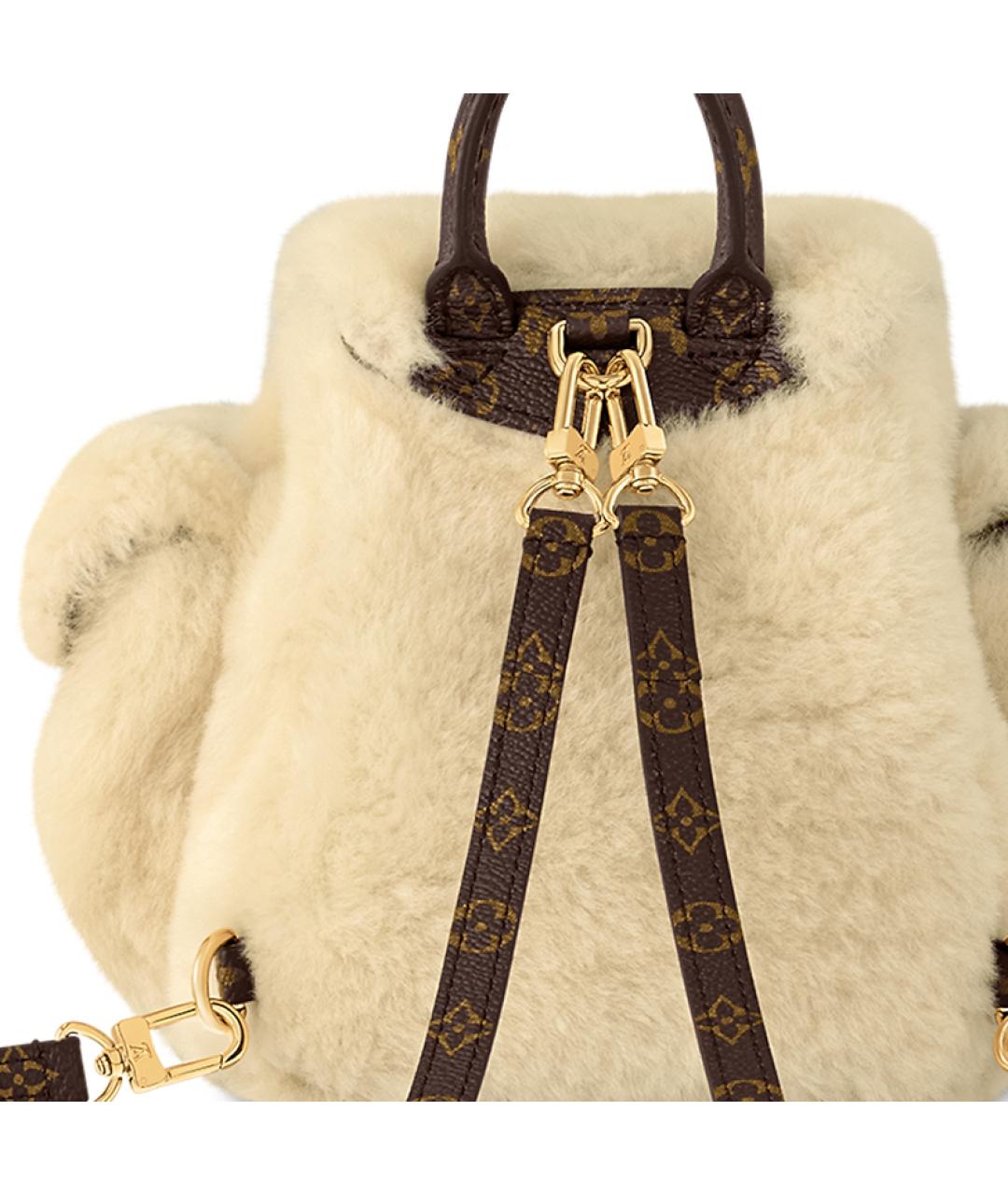LOUIS VUITTON Бежевый меховой рюкзак, фото 5