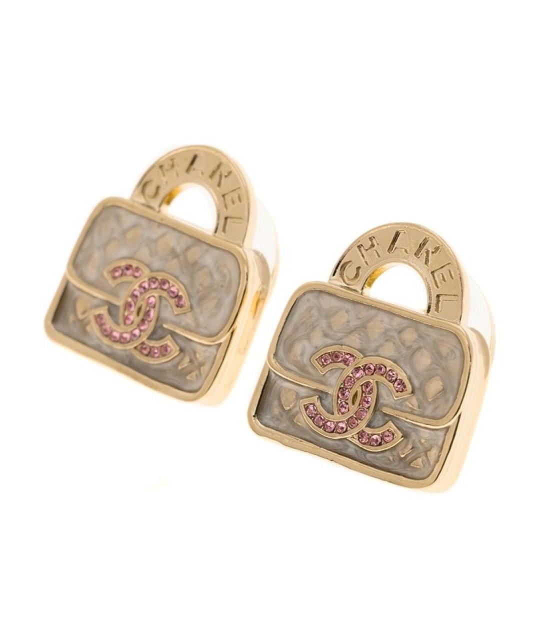 CHANEL Золотые металлические серьги, фото 2