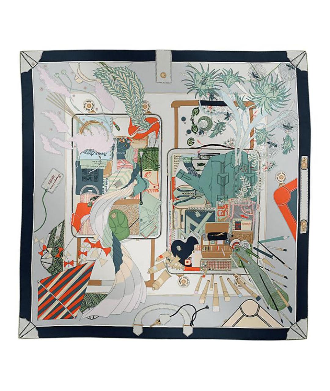 HERMES Мульти шелковый шарф, фото 1