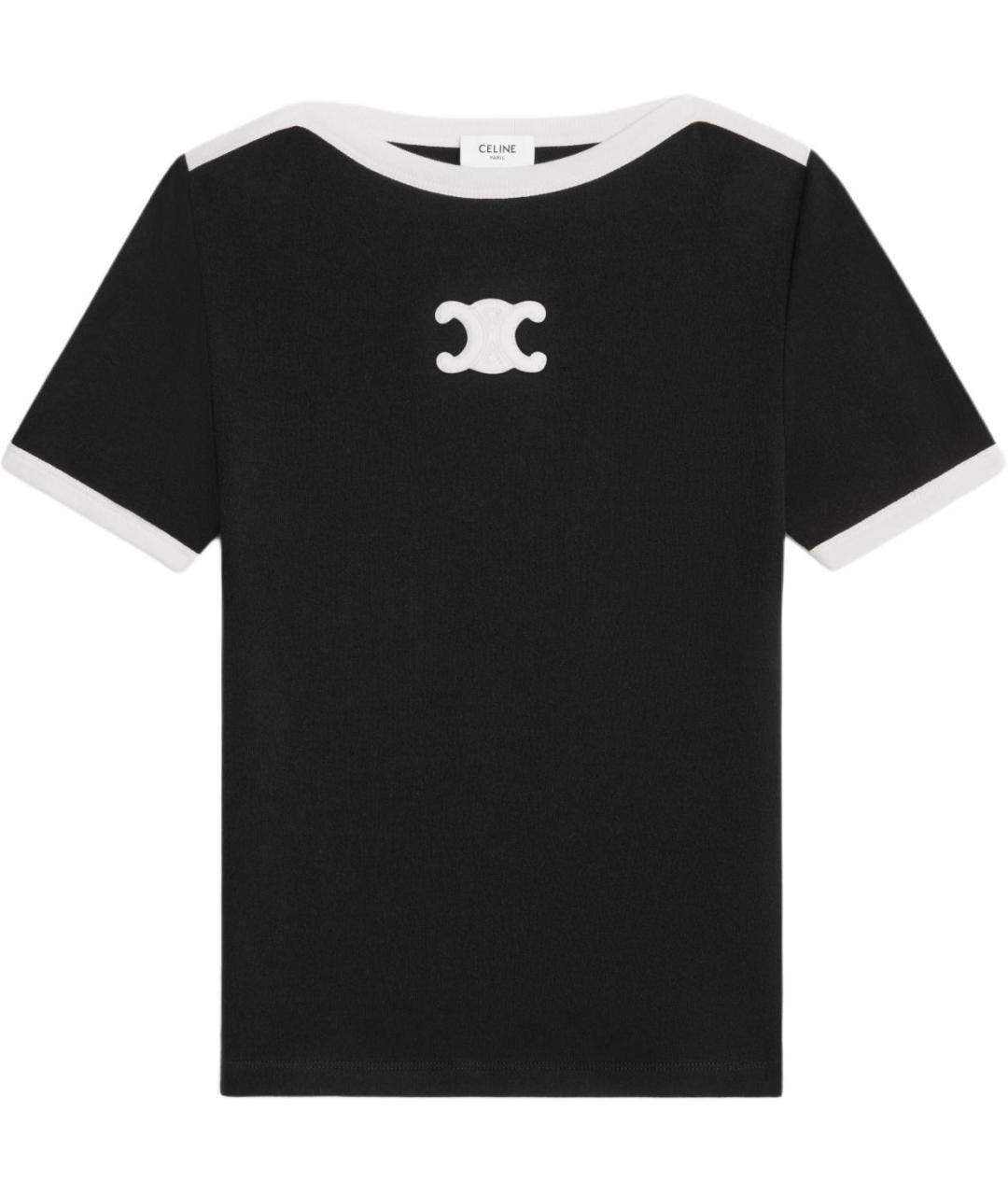 CELINE Черная хлопковая футболка, фото 1