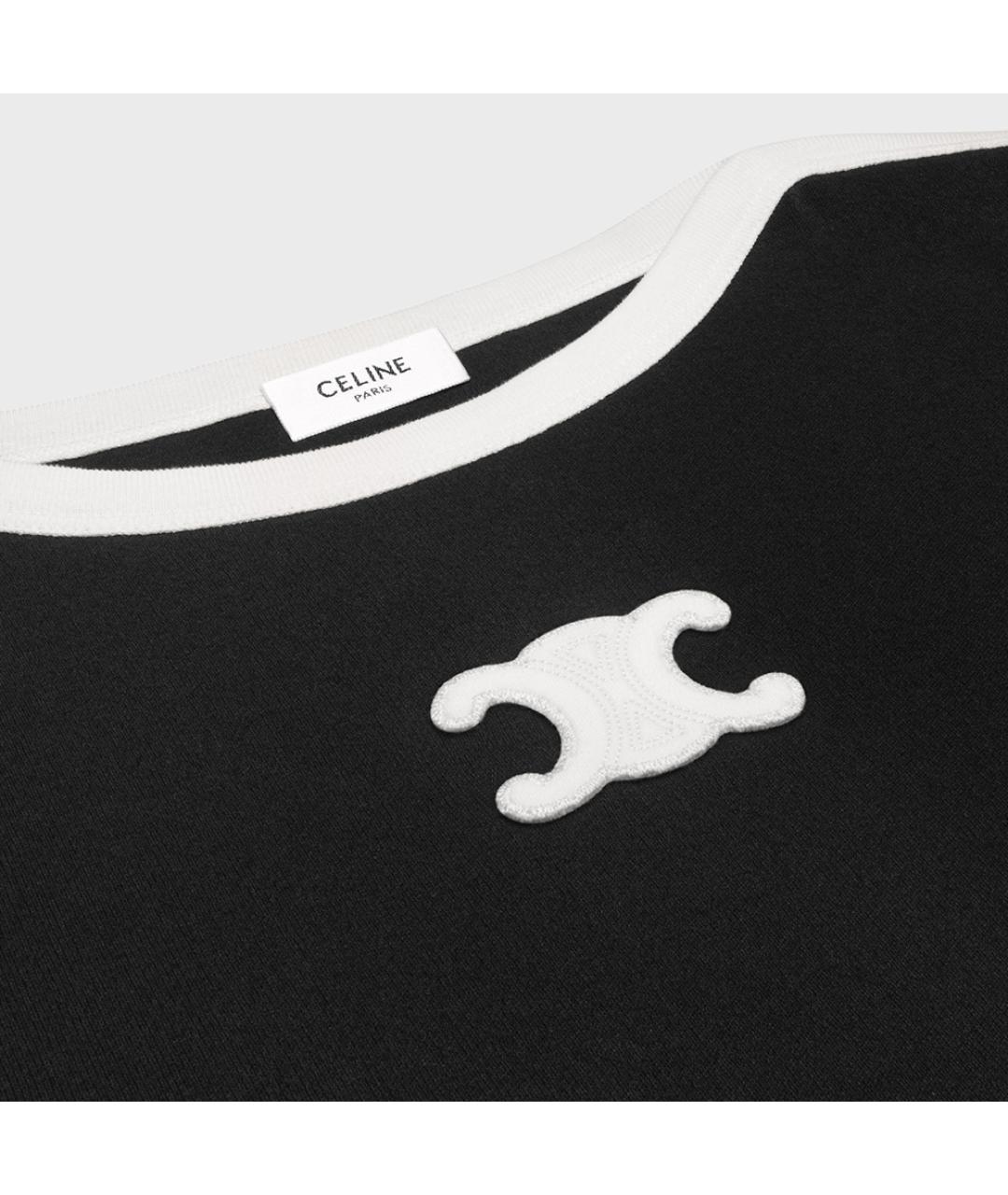 CELINE Черная хлопковая футболка, фото 3