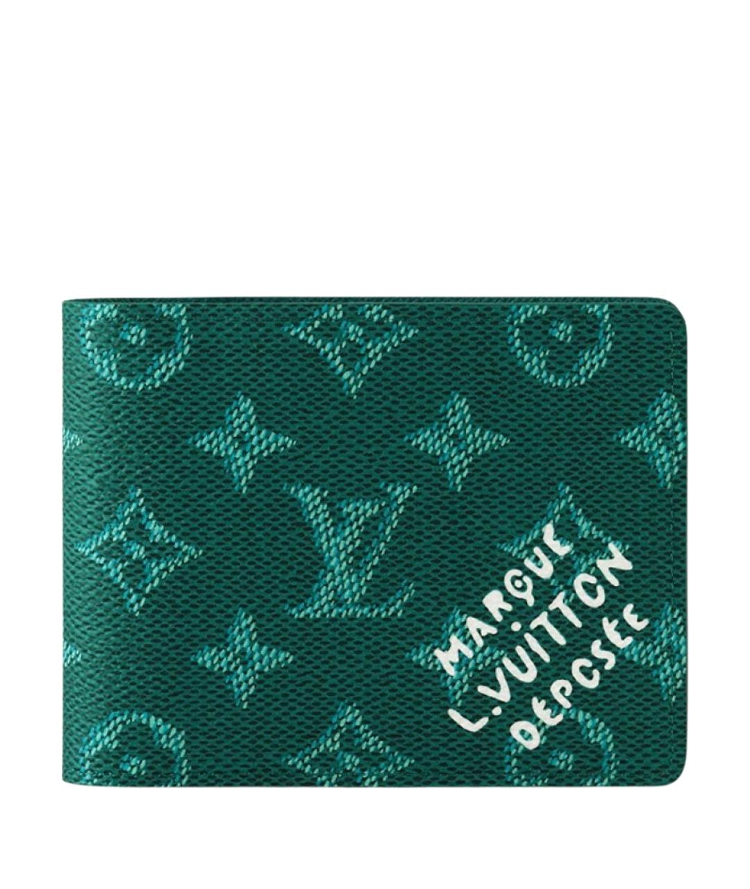 LOUIS VUITTON Зеленый кожаный кошелек, фото 1