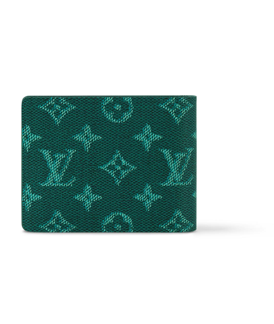 LOUIS VUITTON Зеленый кожаный кошелек, фото 3