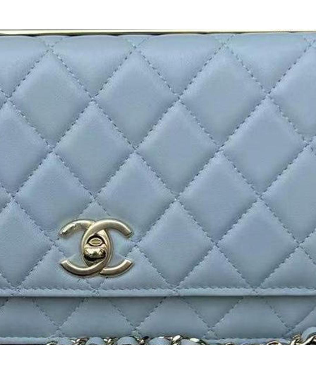 CHANEL Голубая кожаная сумка через плечо, фото 2