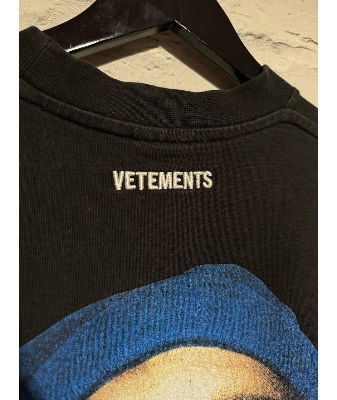 VETEMENTS Черная хлопковая футболка, фото 3