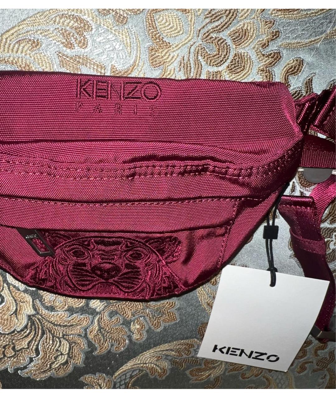 KENZO Бордовая хлопковая поясная сумка, фото 6