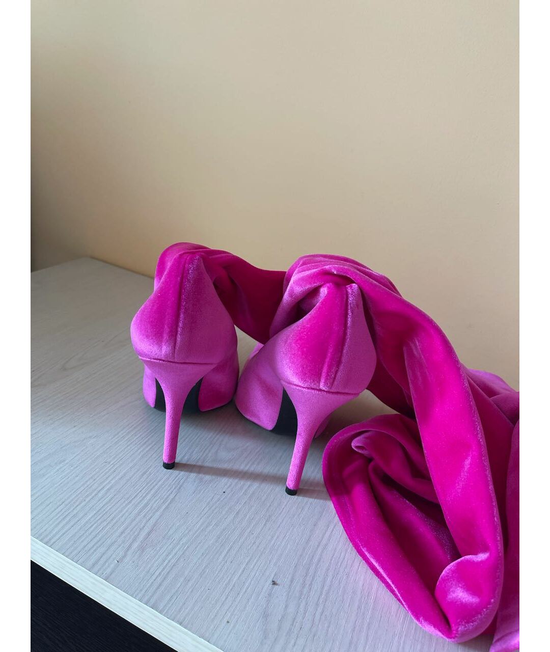 BALENCIAGA Розовые текстильные ботфорты, фото 5