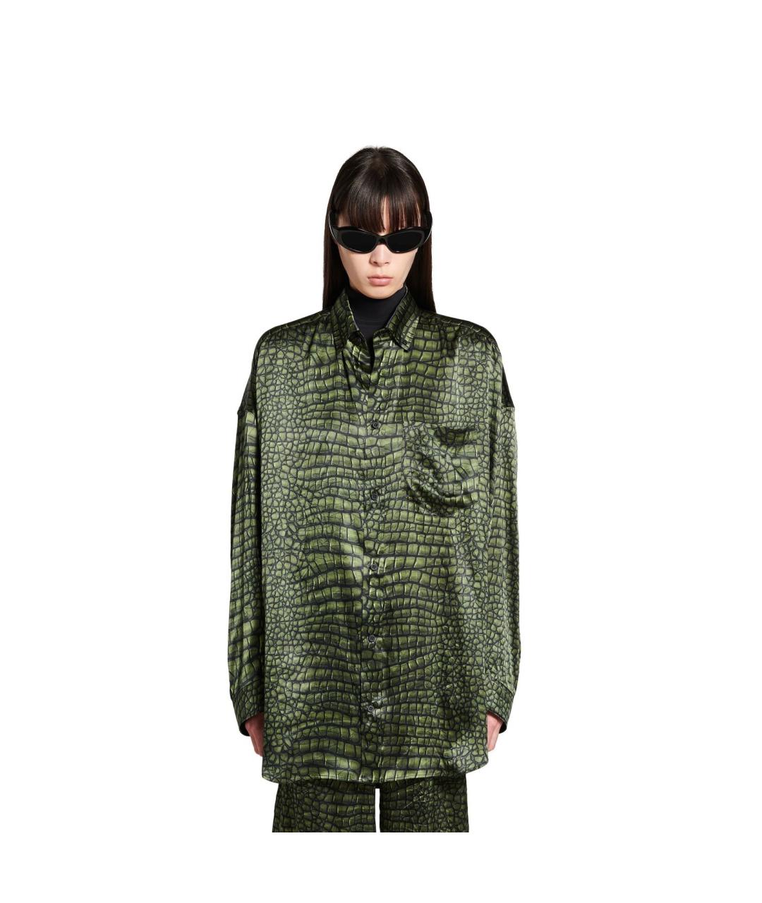 BALENCIAGA Зеленая шелковая рубашка, фото 3