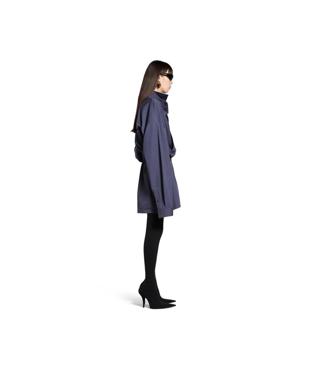 BALENCIAGA Синее хлопковое повседневное платье, фото 5