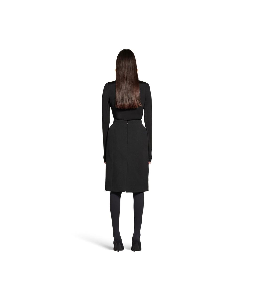 BALENCIAGA Черная шерстяная юбка миди, фото 4