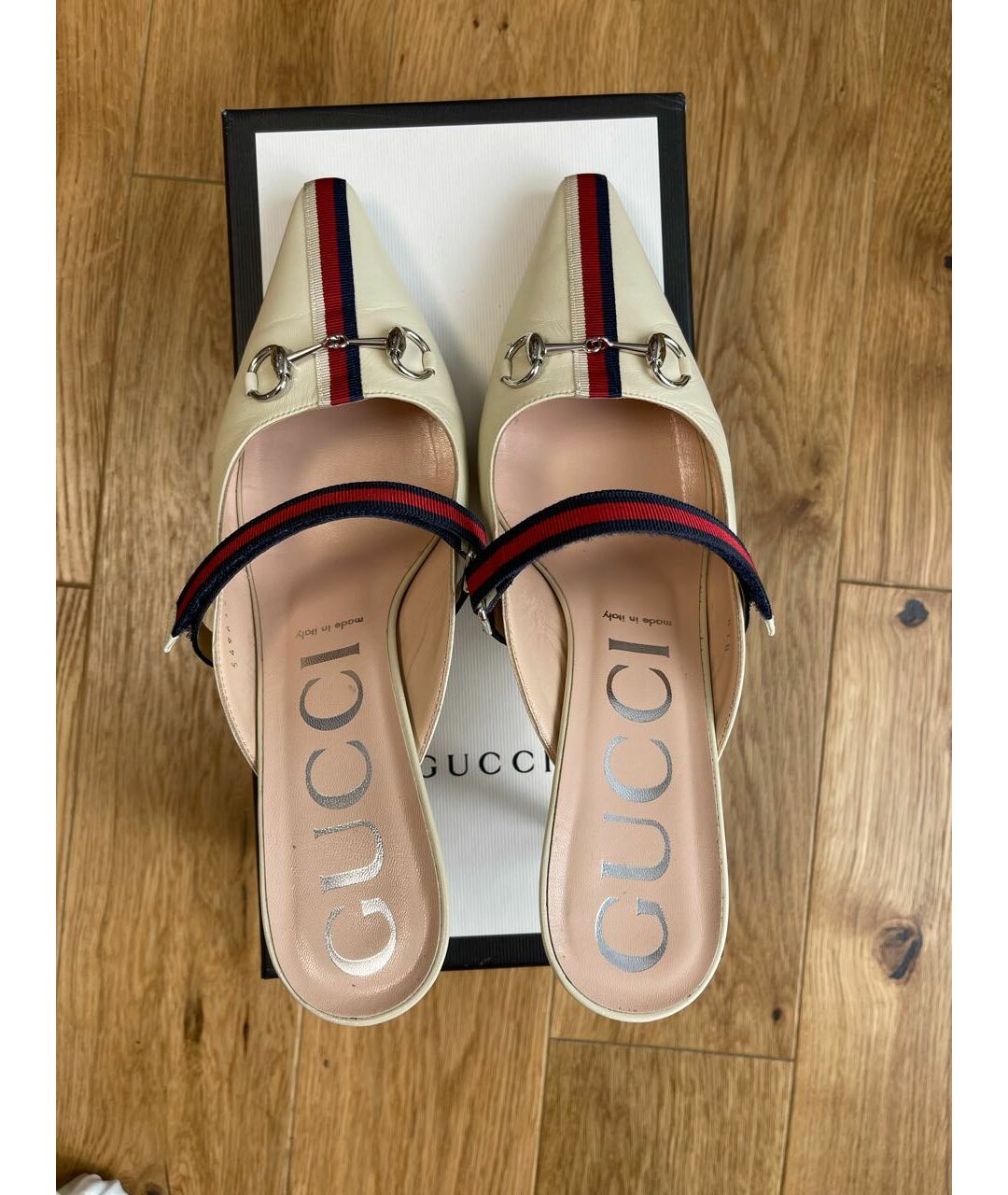 GUCCI Бежевые кожаные туфли, фото 3