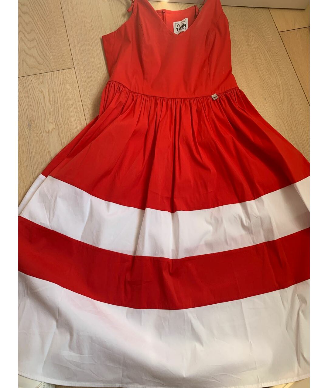 TWIN-SET Красное хлопковое повседневное платье, фото 2