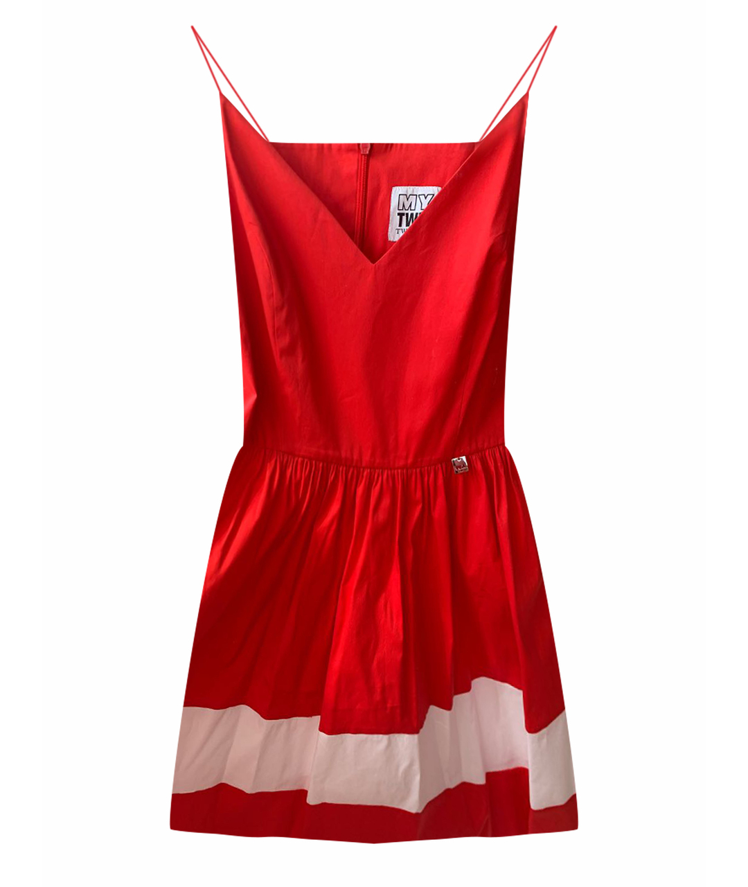 TWIN-SET Красное хлопковое повседневное платье, фото 1