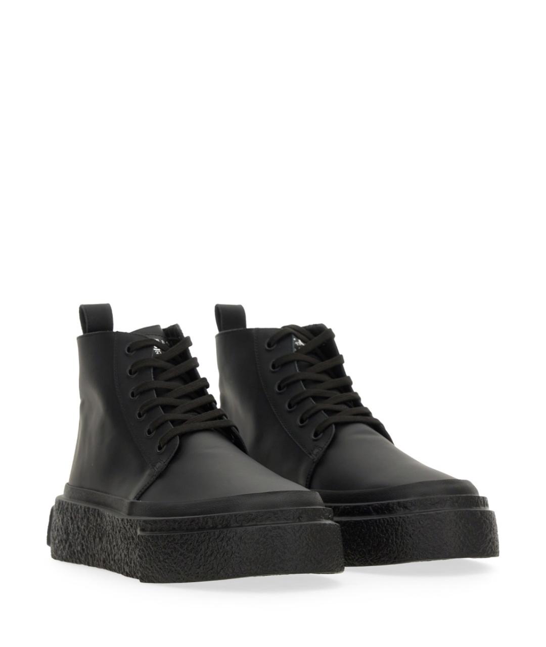 MM6 MAISON MARGIELA Черные кожаные высокие кроссовки / кеды, фото 2