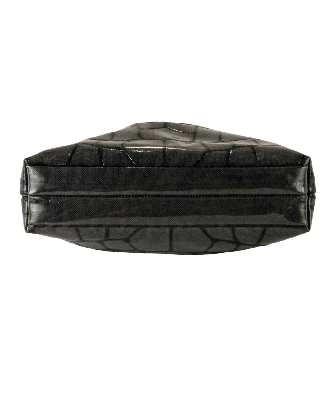 EMPORIO ARMANI Антрацитовая сумка тоут из лакированной кожи, фото 4