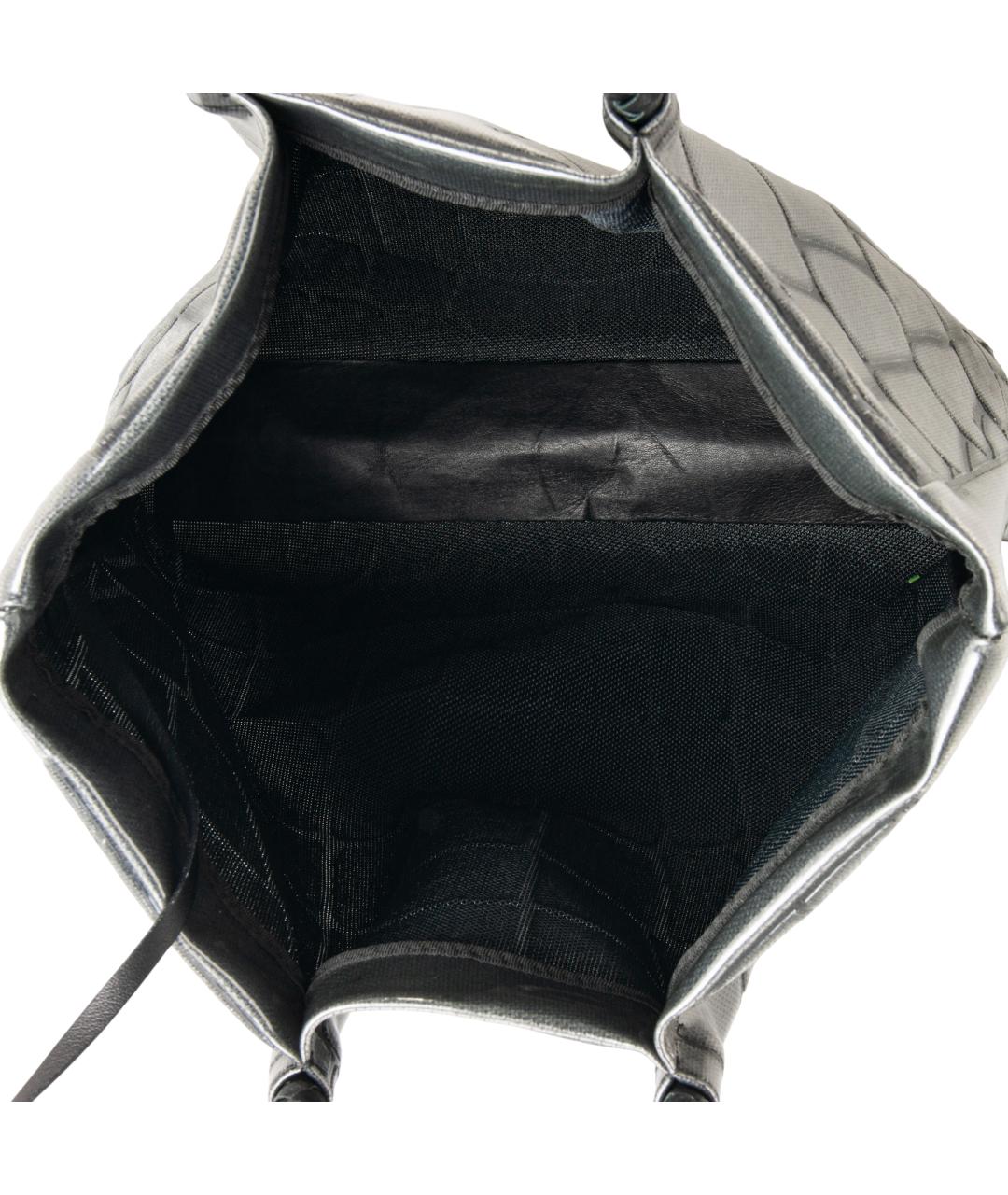 EMPORIO ARMANI Антрацитовая сумка тоут из лакированной кожи, фото 5