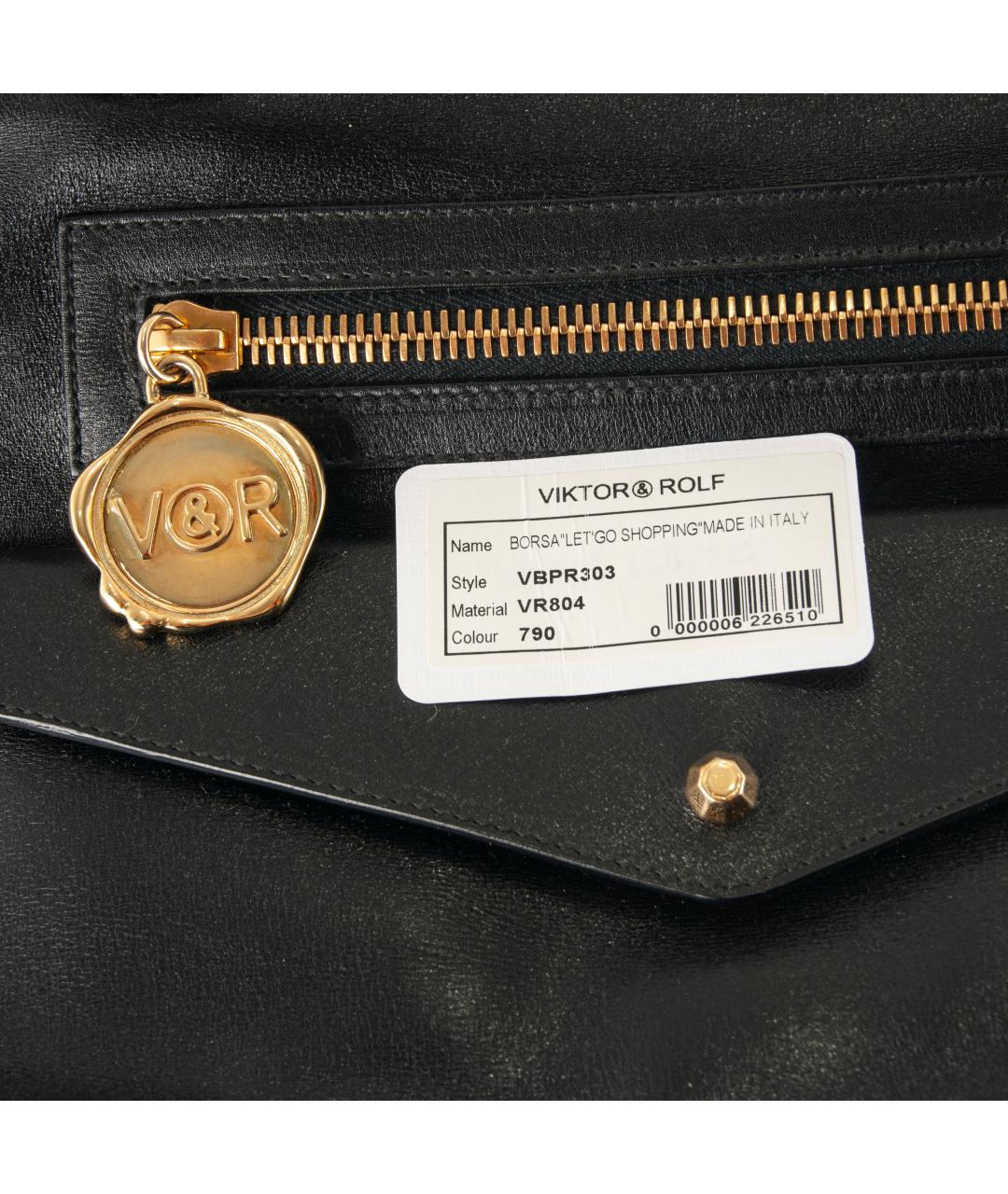 VIKTOR & ROLF Черная кожаная сумка тоут, фото 7