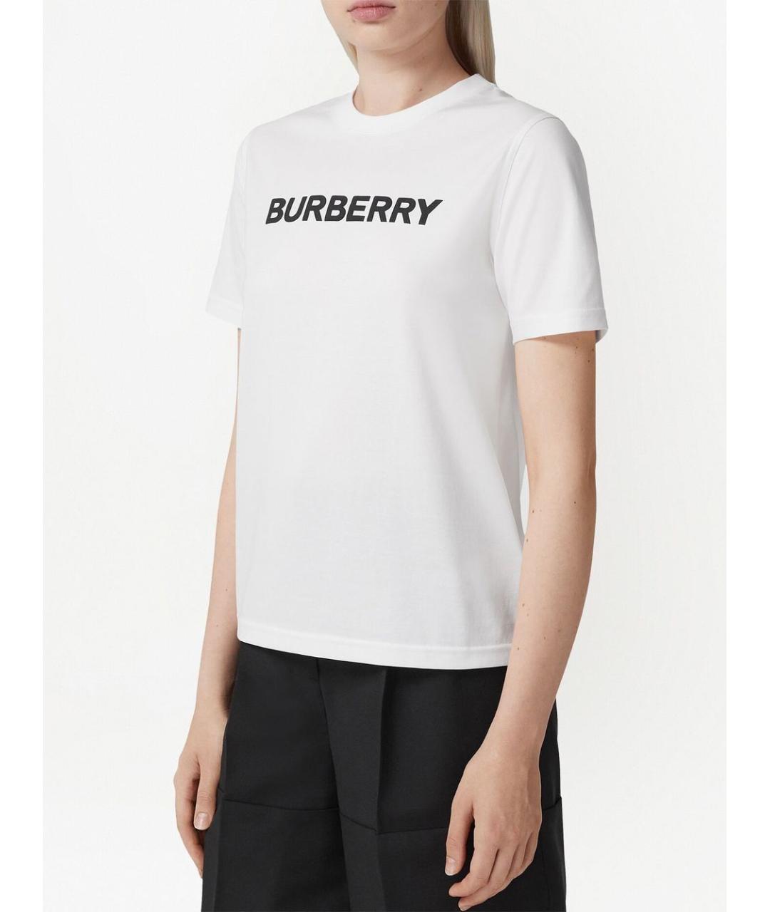 BURBERRY Белая хлопковая футболка, фото 2