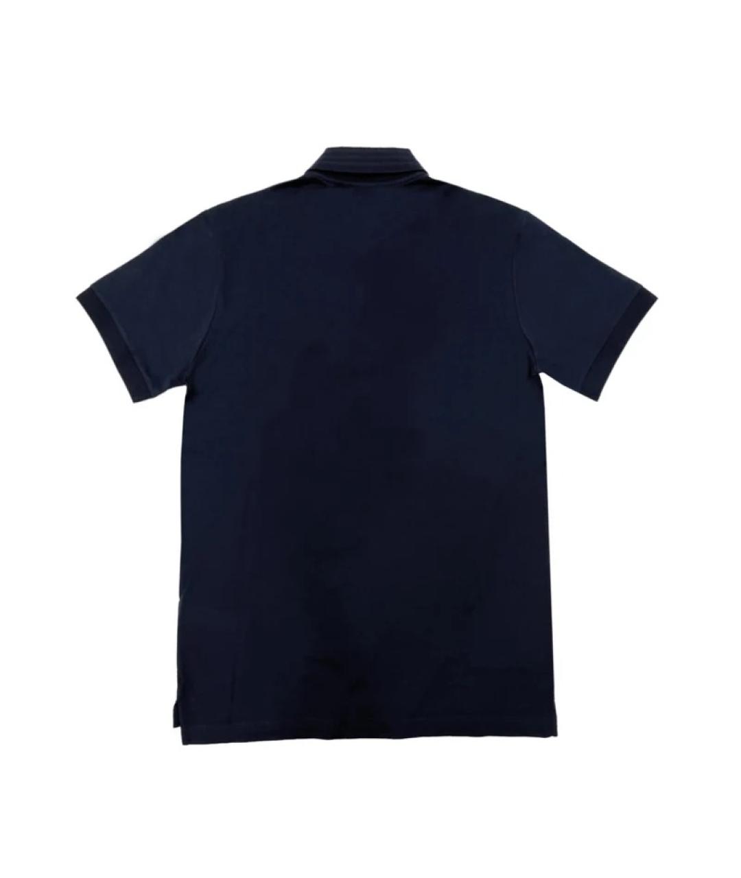 BURBERRY Темно-синее хлопковое поло с коротким рукавом, фото 2