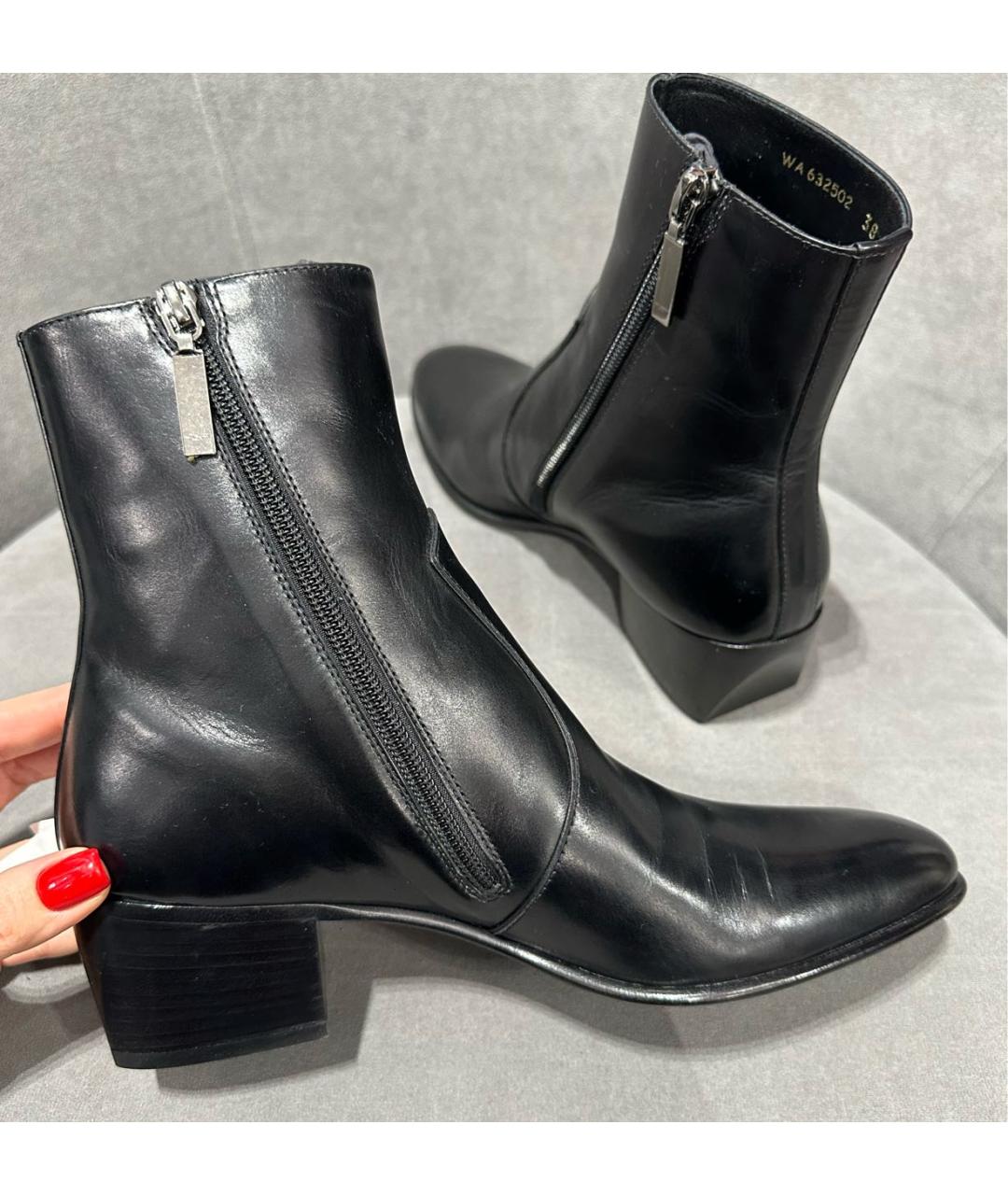 SAINT LAURENT Черные кожаные ботинки, фото 5