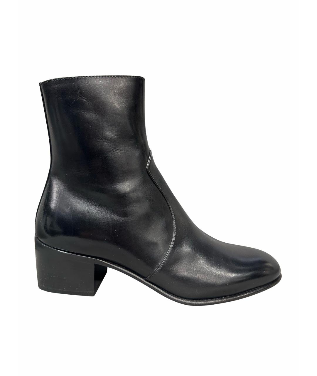 SAINT LAURENT Черные кожаные ботинки, фото 1