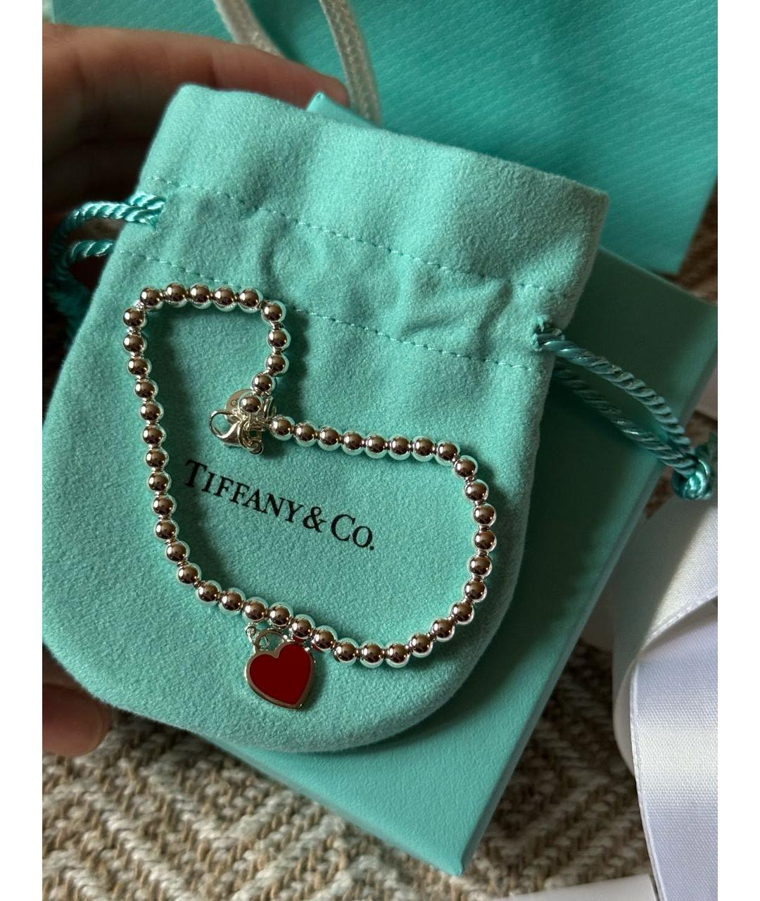 TIFFANY&CO Бордовый серебряный браслет, фото 4