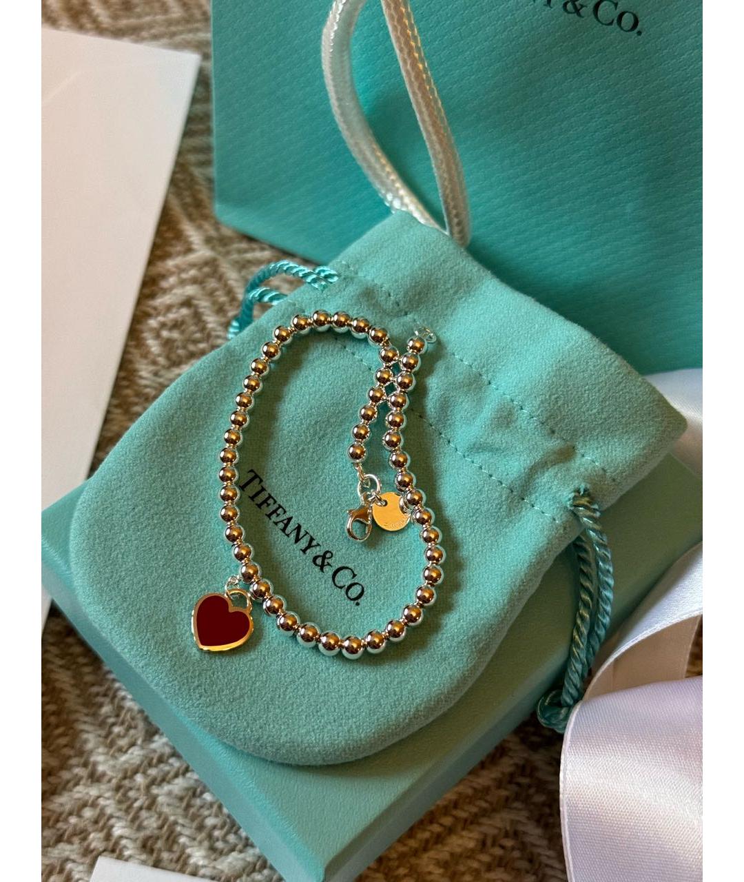 TIFFANY&CO Бордовый серебряный браслет, фото 2