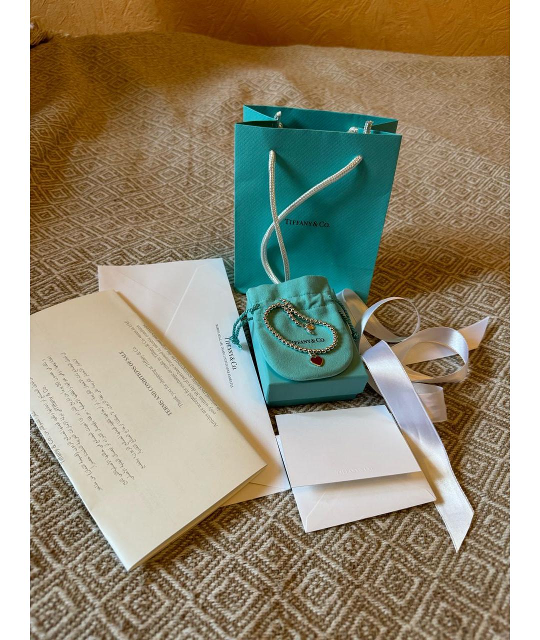 TIFFANY&CO Бордовый серебряный браслет, фото 9