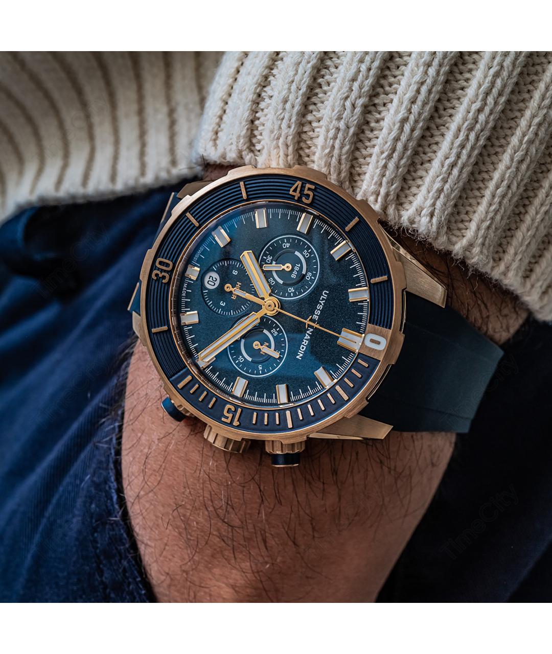 Ulysse Nardin Темно-синие часы из розового золота, фото 2