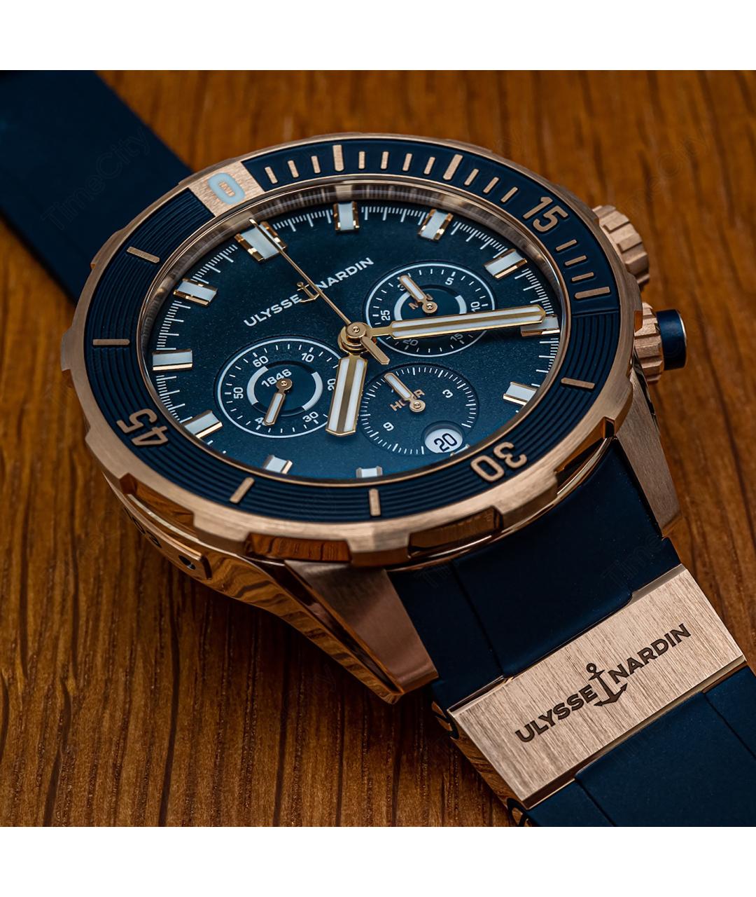 Ulysse Nardin Темно-синие часы из розового золота, фото 3