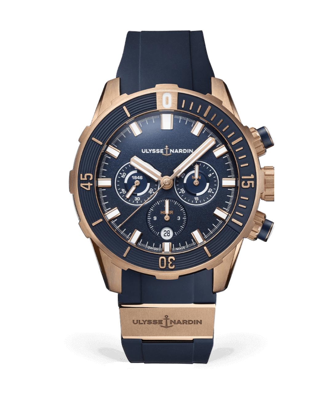 Ulysse Nardin Темно-синие часы из розового золота, фото 4