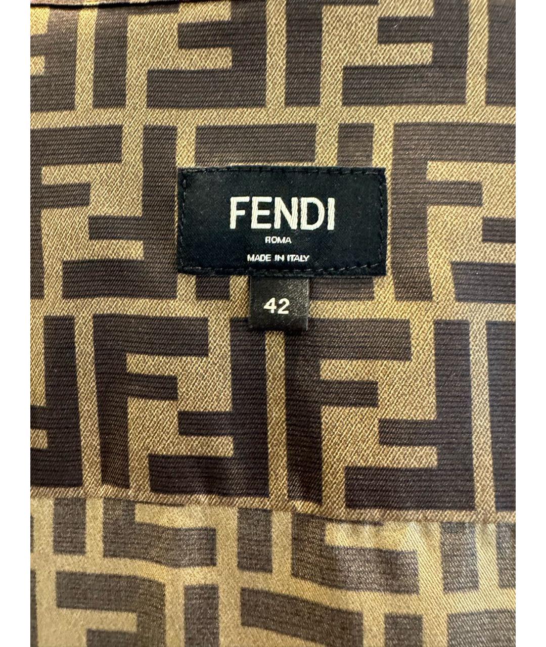 FENDI Золотая шелковая классическая рубашка, фото 5