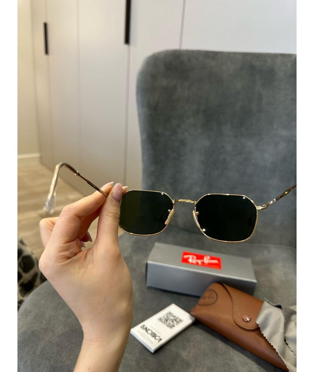 RAY BAN Золотые металлические солнцезащитные очки, фото 6