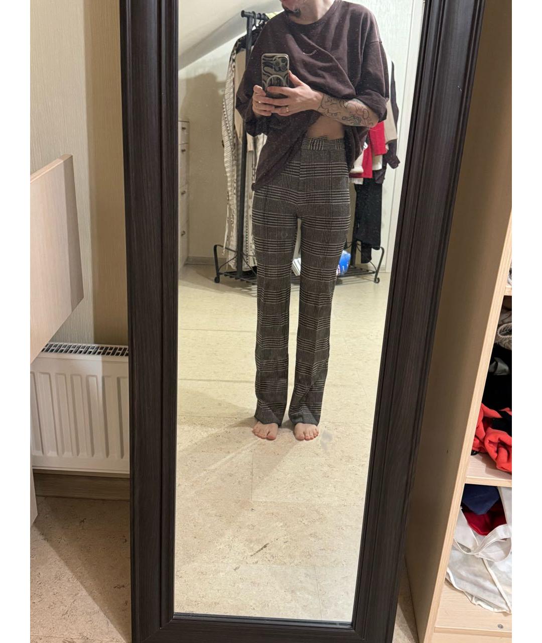 PINKO Коричневые вискозные брюки узкие, фото 3