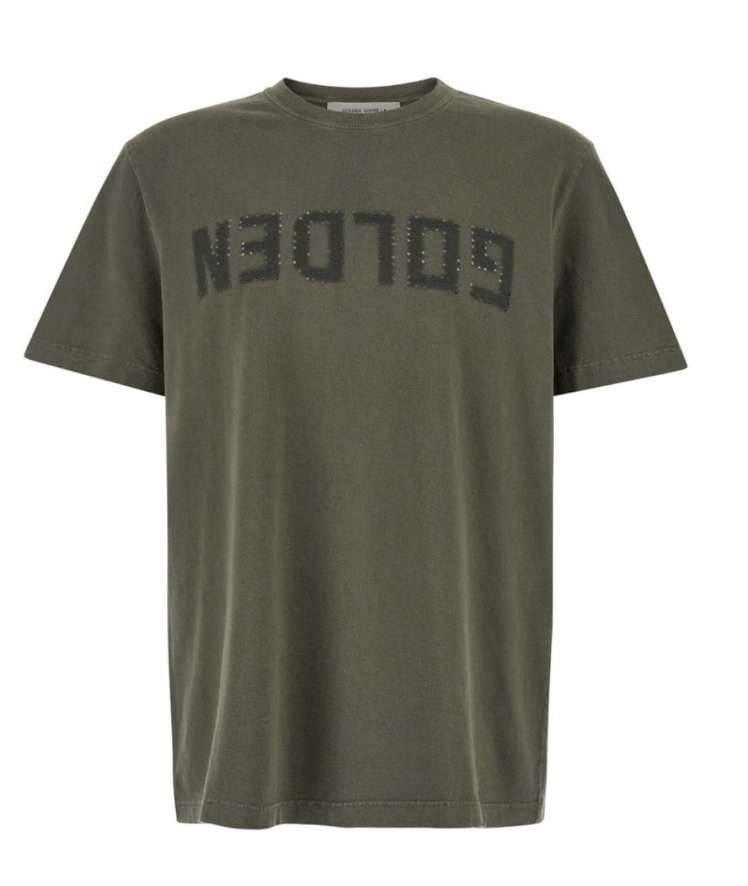 GOLDEN GOOSE DELUXE BRAND Хаки хлопковая футболка, фото 1
